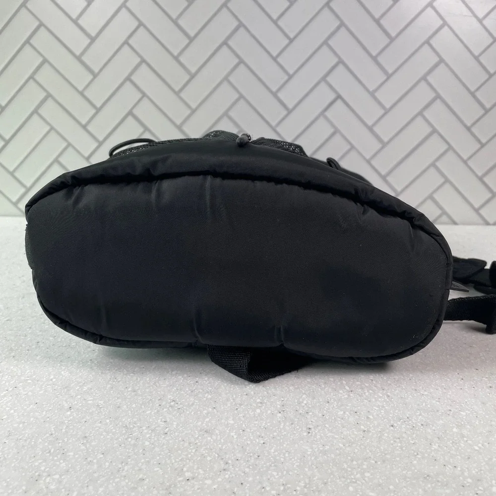 Dagne Dover Nova Sling Drawstring Crossbody Backpack Onyx Black Nylon Bucket Bag
